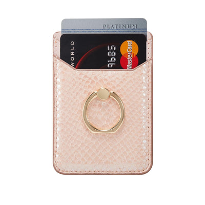 Rfid Snake Texture Phone Card Bag With Ring Fits Most Phones - Grey