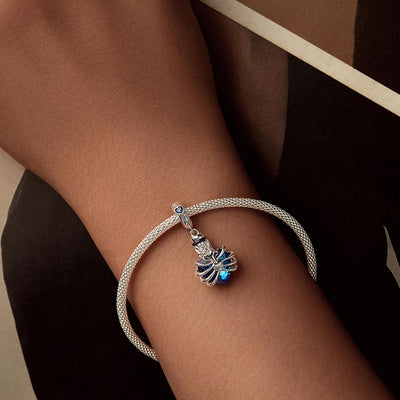 925 Sterling Silver Heart Pendant With Beaded Detail - Red