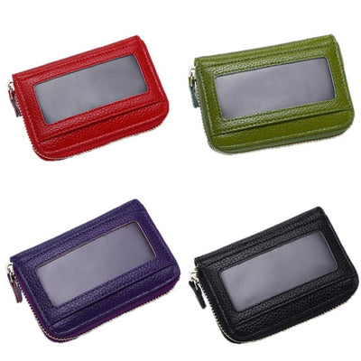 Multi Position Zipper Organ Card Holder Versatile Business Accessory - Green