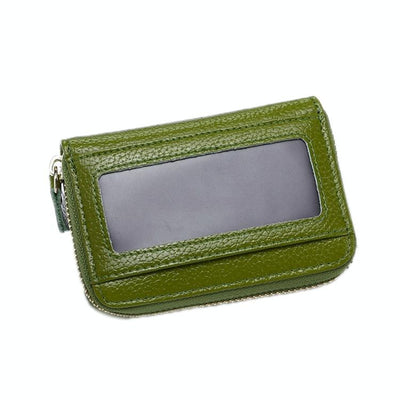 Multi Position Zipper Organ Card Holder Versatile Business Accessory - Green