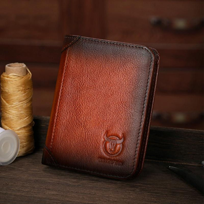 Men Rfid Leather Wallet with Coin Clip - Brown
