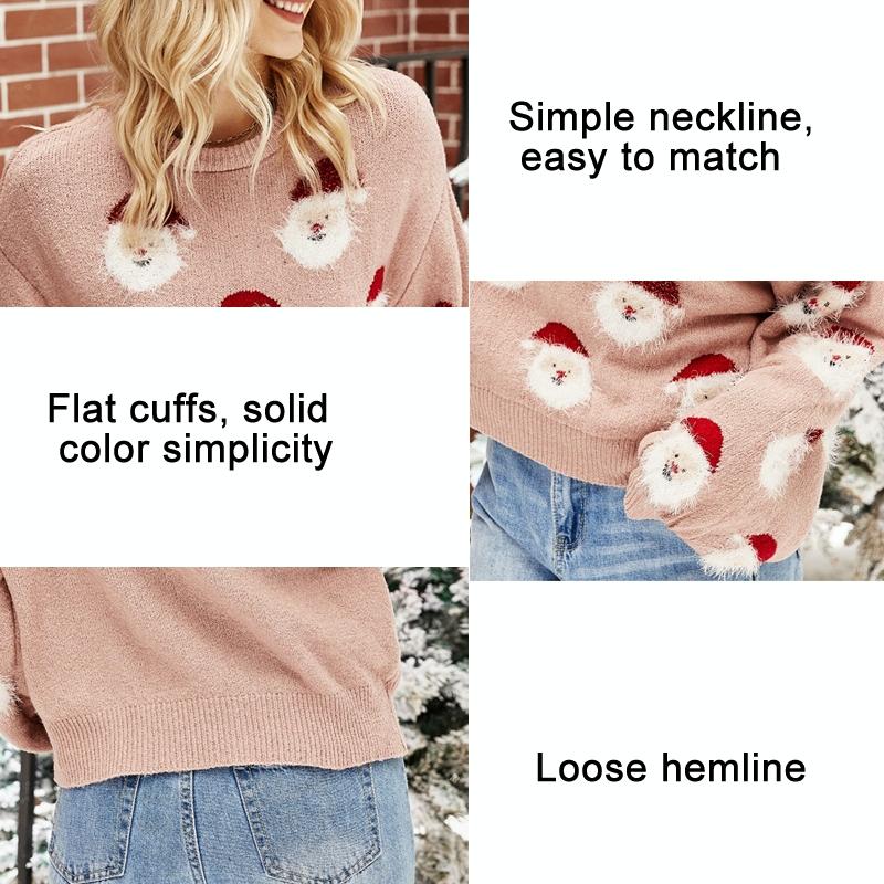 Autumn And Winter Christmas Ladies Sweater Sheath Knit Top - Grey - S