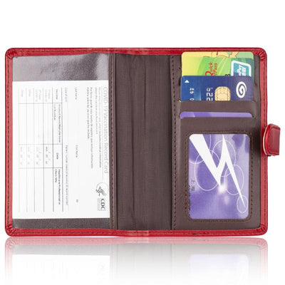 Passport & Card Holder With Buckle Clip Pu Protection - Black