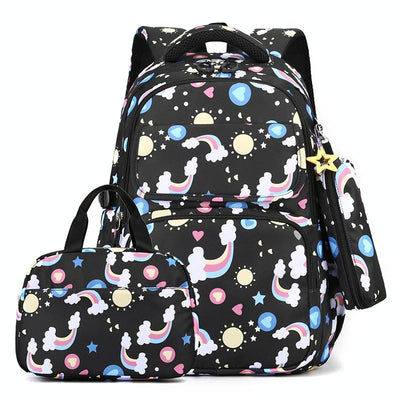 Kids Backpack Set with Lunch Bag & Pencil Case - 3 in 1 - Black