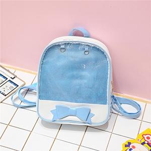 Mini Clear Kids Backpack with Bow - Perfect for School - Blue