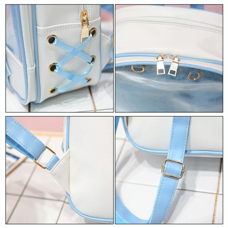 Mini Clear Kids Backpack with Bow - Perfect for School - Blue