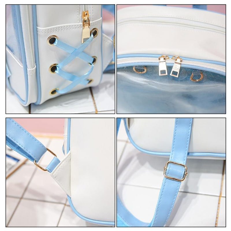 Mini Clear Kids Backpack with Bow - Perfect for School - Blue