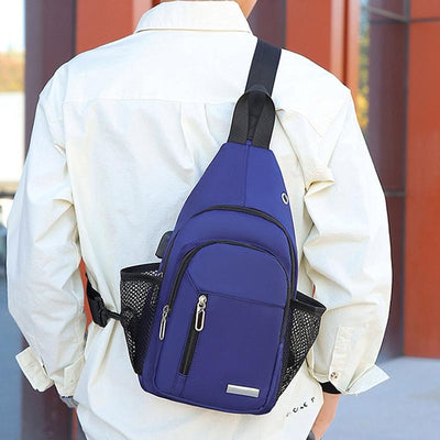 Men Oxford Cloth Chest Bag Casual Crossbody Shoulder Backpack - Green