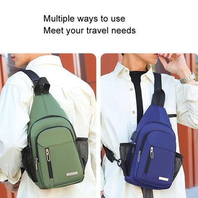 Men Oxford Cloth Chest Bag Casual Crossbody Shoulder Backpack - Green