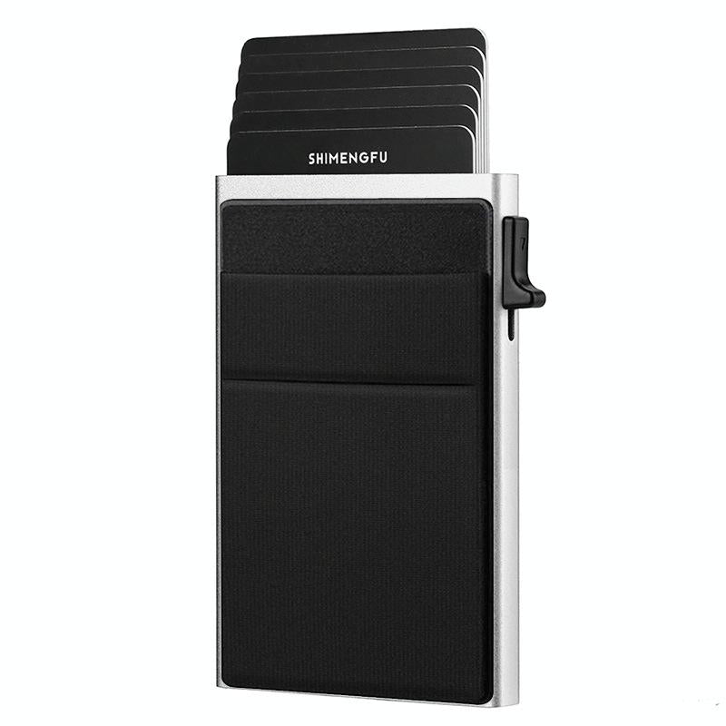 Men Slim Metal Rfid Blocking Wallet - Silver