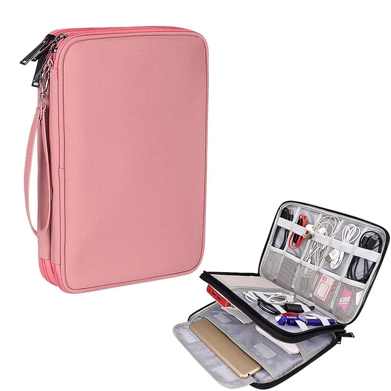 Waterproof Multi-function Storage Bag for Digital Accessories Earphones and Data Cables - Pink