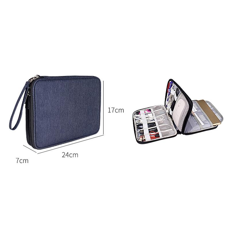 Waterproof Multi-function Storage Bag for Digital Accessories Earphones and Data Cables - Pink