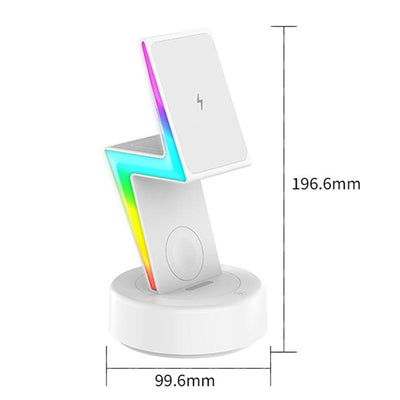 3 In 1 Rgb Light Magnetic Phone Holder With Wireless Charging - Black