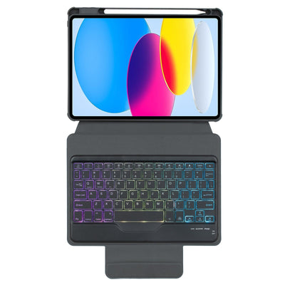 360 Rotation Bluetooth Keyboard Leather Case For Ipad 10.9 2022 With Backlight - Pink