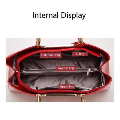 Patent Leather Shoulder Bag For Women - Glue Closure - Red