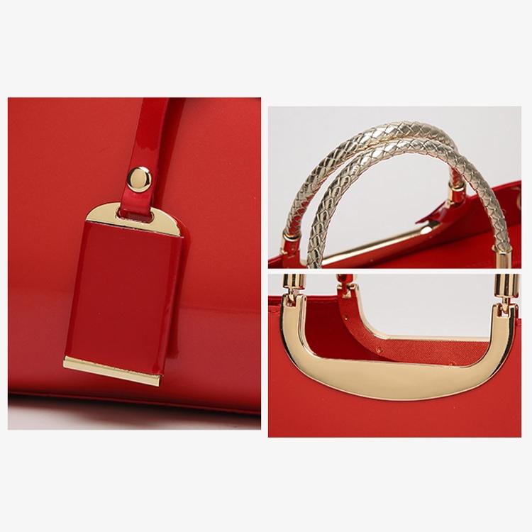 Patent Leather Shoulder Bag For Women - Glue Closure - Red