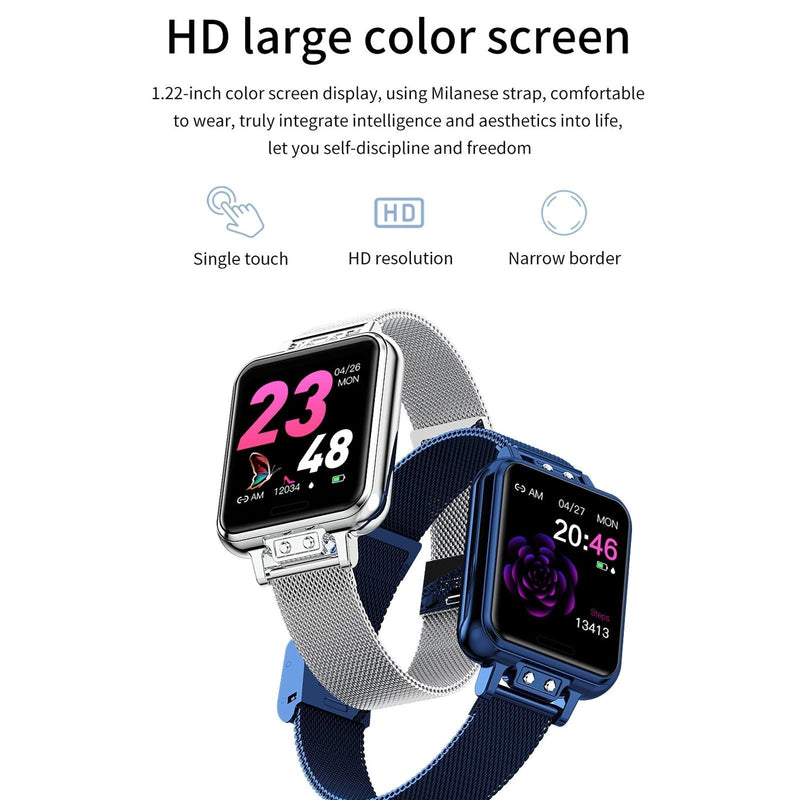 1.22 Inch Waterproof Smart Watch With Sleep & Heart Rate Monitor - Silver