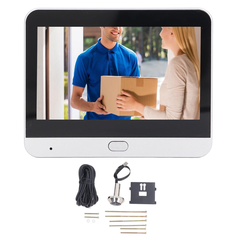 1080P Wifi Smart Cat Eye Video Doorbell With 4.3 Colour Screen And Hidden Graffiti Design - White