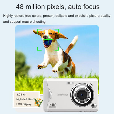 3.0-Inch Autofocus 4K Hd Digital Camera With Hd Screen - White