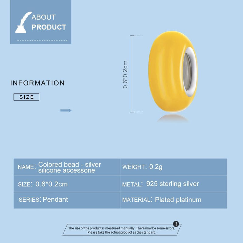 925 Sterling Silver Silicone Beads For Diy Bracelets & Necklaces - Pink