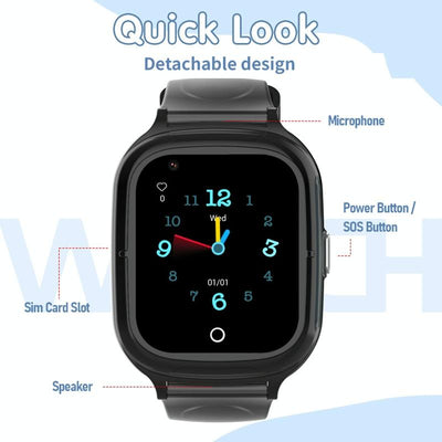 4G Kids Smart Phone Positioning Watch Ip67 Waterproof / Video / Voice Calling - Blue