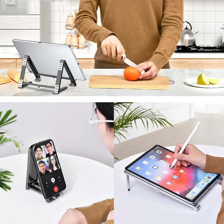 Foldable Metal Laptop Stand for Cooling and Ergonomic - Silver