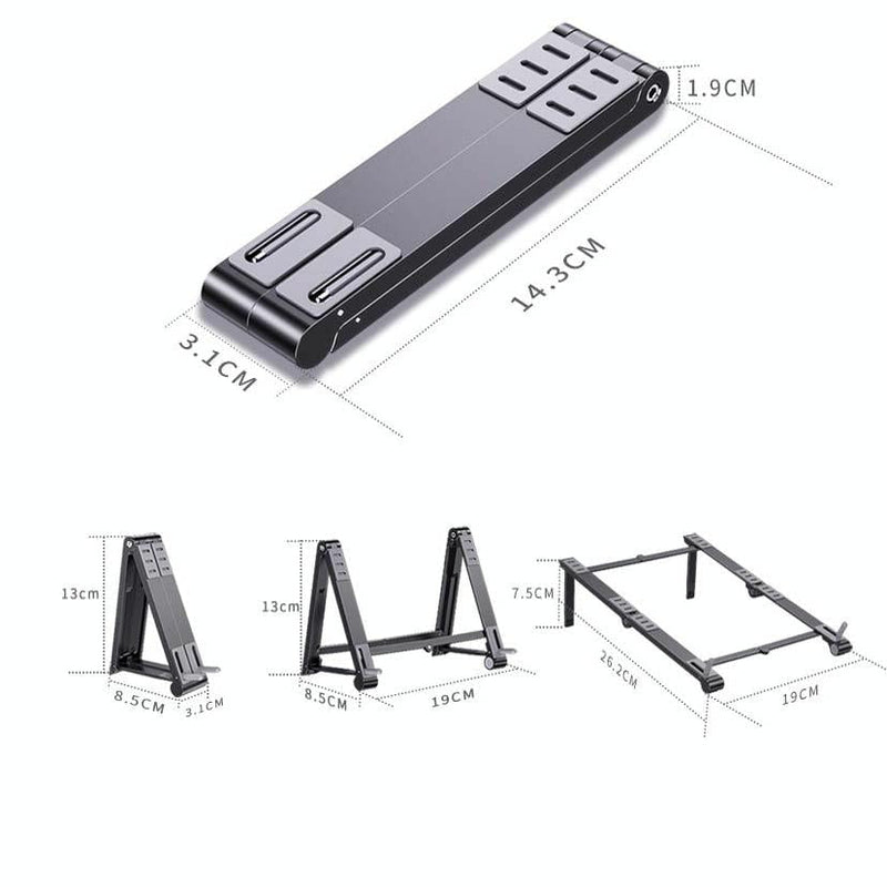 Foldable Metal Laptop Stand for Cooling and Ergonomic - Silver
