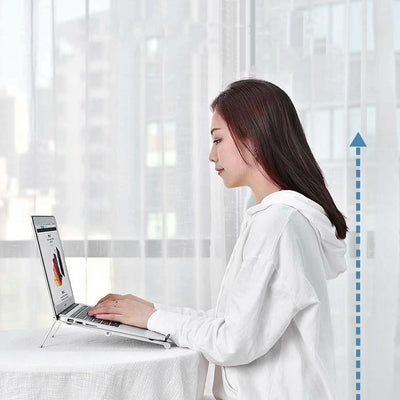 Foldable Metal Laptop Stand for Cooling and Ergonomic - Silver