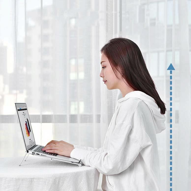 Foldable Metal Laptop Stand for Cooling and Ergonomic - Silver