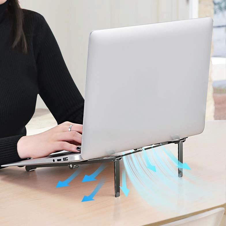 Foldable Metal Laptop Stand for Cooling and Ergonomic - Silver