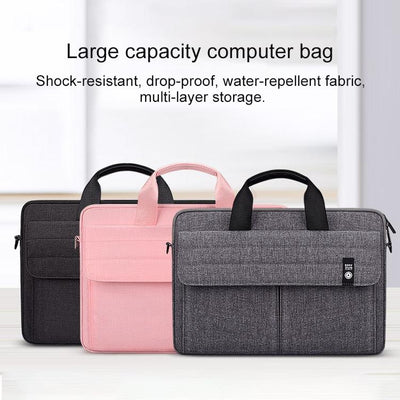 13.3 Inch Laptop Carrying Bag with Shoulder Strap - Handheld Briefcase Style - Grey
