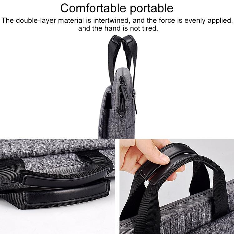 13.3 Inch Laptop Carrying Bag with Shoulder Strap - Handheld Briefcase Style - Grey
