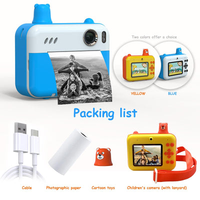 1080p Children's Camera with 2.36 Hd Led Display and Thermal Printing - Instant Capture - Sky Blue