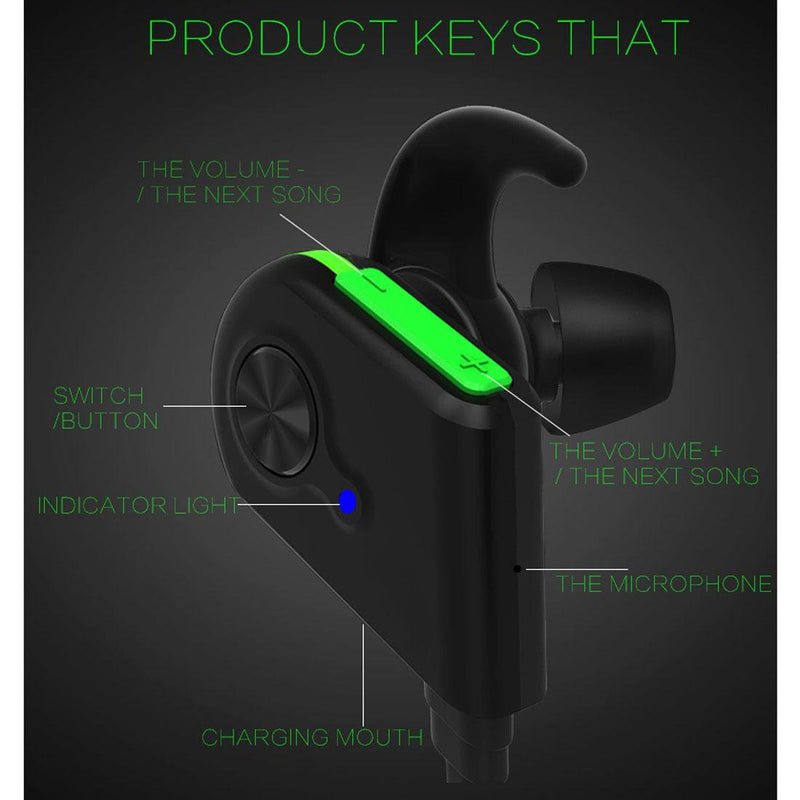 Wireless Bluetooth In-ear Headset with Magnetic Switch & Indicator Light - Black
