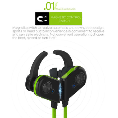 Wireless Bluetooth In-ear Headset with Magnetic Switch & Indicator Light - Black