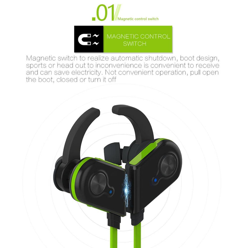 Wireless Bluetooth In-ear Headset with Magnetic Switch & Indicator Light - Black
