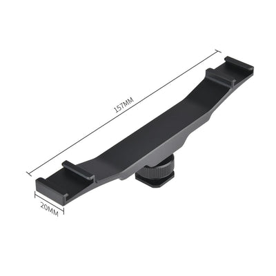 Aluminum Dual Hot / Cold Shoe Mount Adapter Bracket - Black