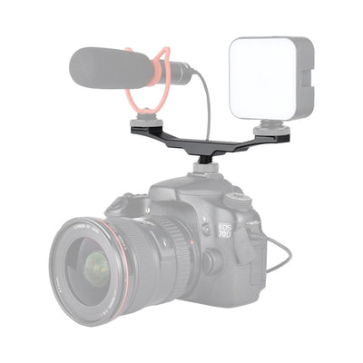 Aluminum Dual Hot / Cold Shoe Mount Adapter Bracket - Black