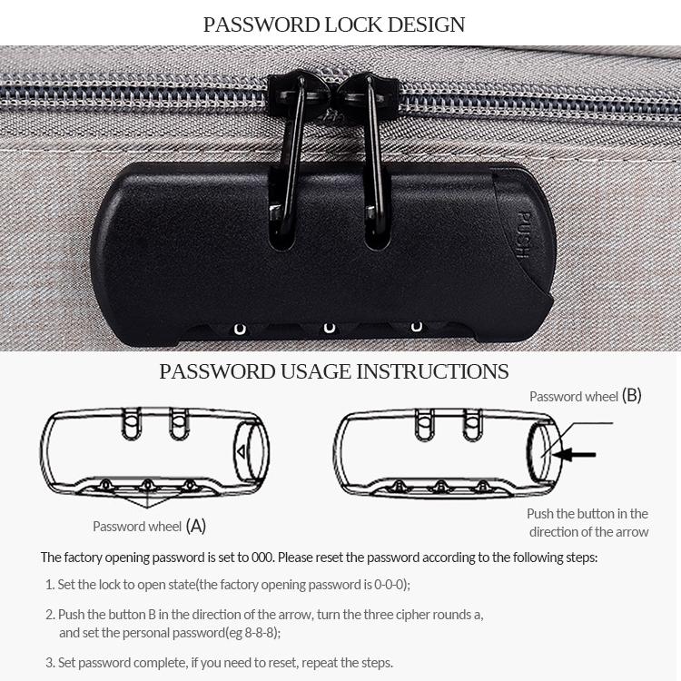Waterproof Multi-layer Laptop Bag with Password Lock - Black