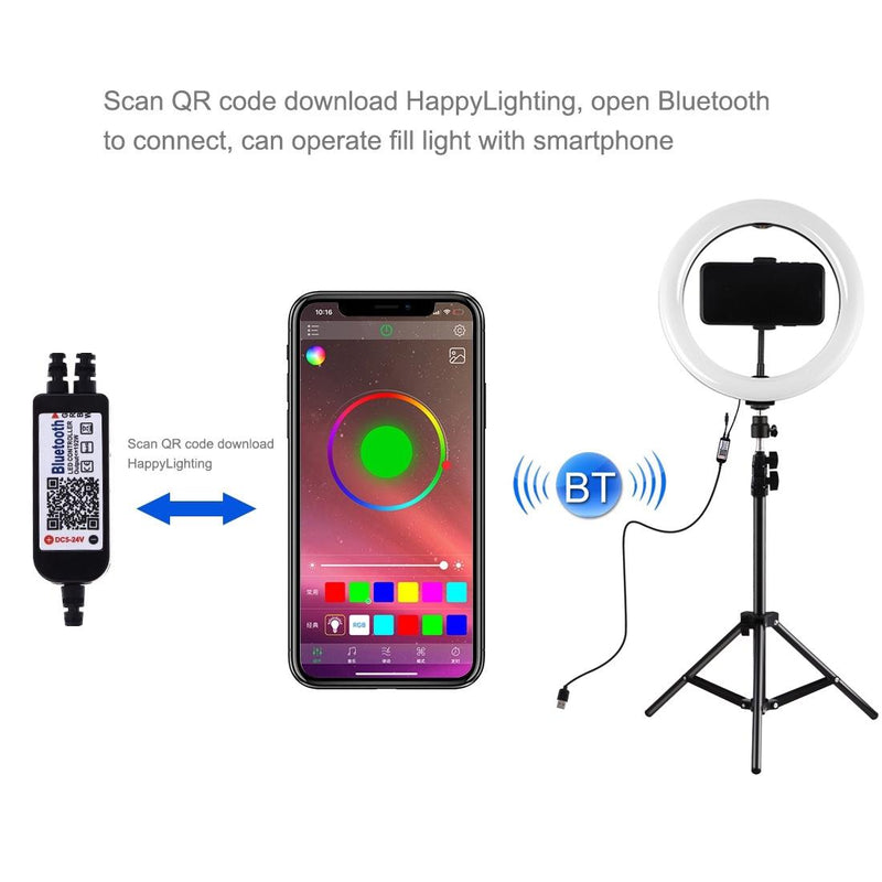 10.2 Rgbw Led Ring Light Kit with Tripod Remote and Phone Clamp