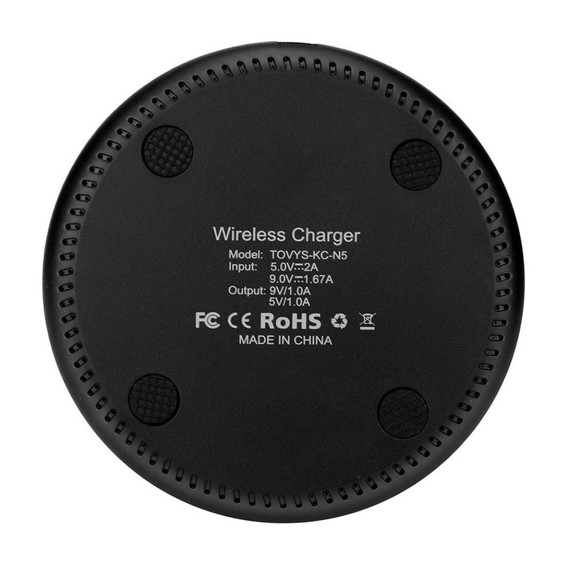 9V 1A Qi Fast Wireless Charger 1M Cable - Black
