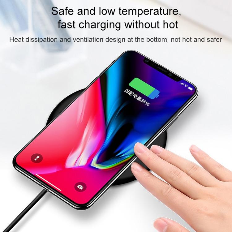 9V 1A Qi Fast Wireless Charger 1M Cable - Black