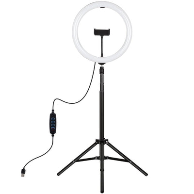 11.8 Led Ring Light with Tripod and Phone Clamp - 3 Modes Dual Colour Temperature Dimmable - Black