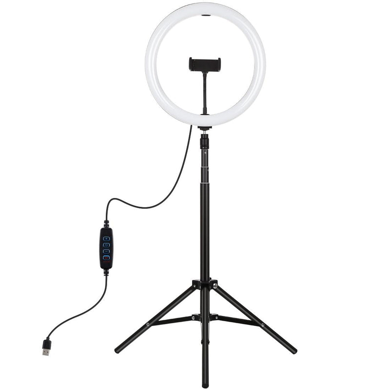 11.8 Led Ring Light with Tripod and Phone Clamp - 3 Modes Dual Colour Temperature Dimmable - Black