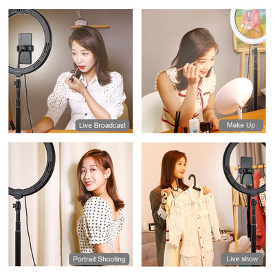 11.8 Led Ring Light with Tripod and Phone Clamp - 3 Modes Dual Colour Temperature Dimmable - Black