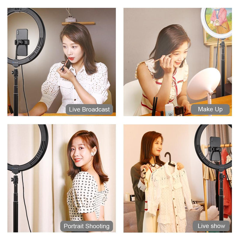 11.8 Led Ring Light with Tripod and Phone Clamp - 3 Modes Dual Colour Temperature Dimmable - Black