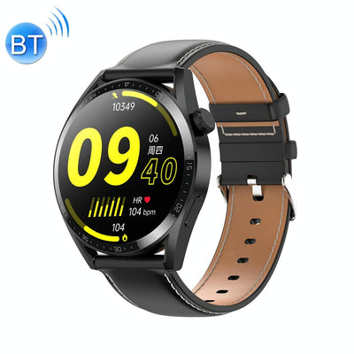 1.36 Inch Round Screen Bluetooth Smart Watch With Leather Strap - Silver