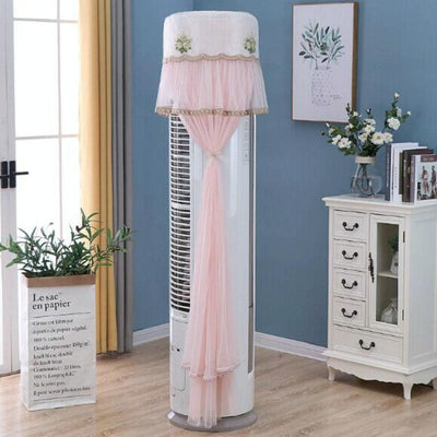 175cm Vertical Lace Air Conditioner Dust Cover - Round Column - Pink