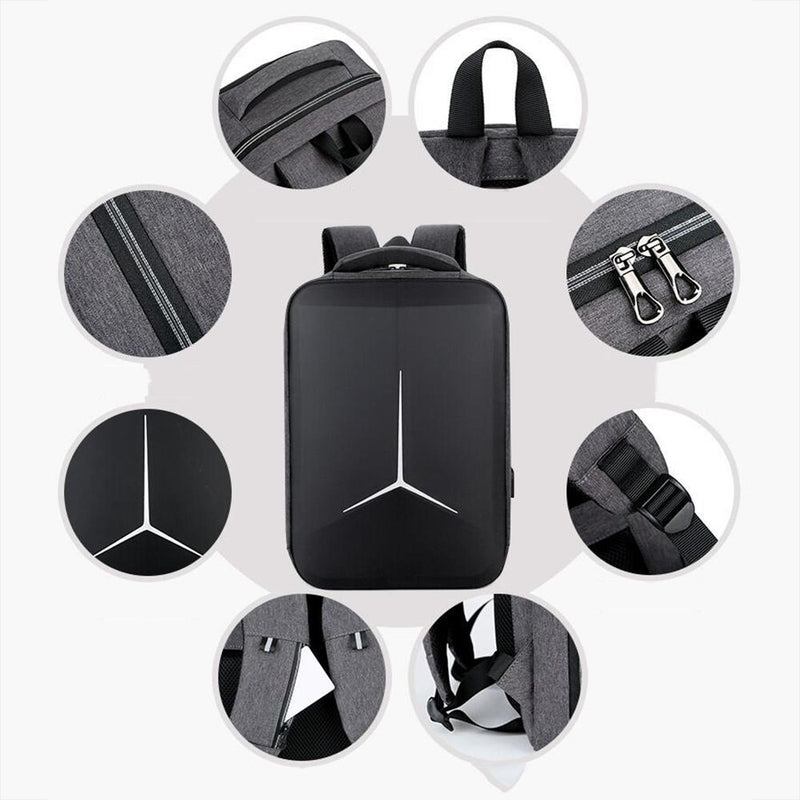 Waterproof Business Laptop Backpack With Usb Port - Multifunctional - Navy Blue - 17 Inch