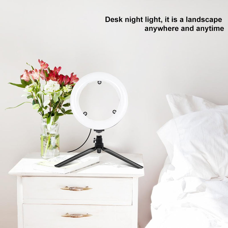 7.9 Usb 3 Modes Dimmable Dual Colour Led Ring Light with Mirror for Vlogging and Photography - Black